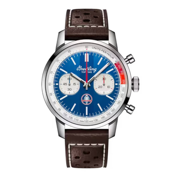 Breitling Top Time B01 Shelby Cobra Chronograph AB01763A1C1X1 41mm Blue Dial Stainless Steel Brown Calfskin Strap