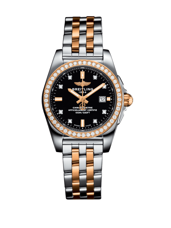 Breitling Galactic 29 Sleek C72348531B1C1 29mm Steel and 18k Rose Gold Black Dial