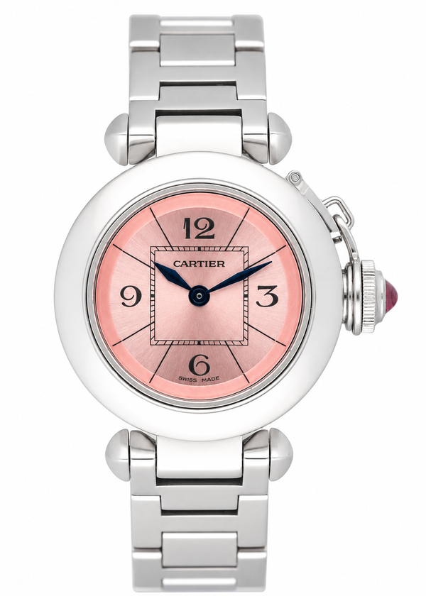 Cartier Miss Pasha W3140008 Pink Dial 27mm Stainless Steel Ladies Watch