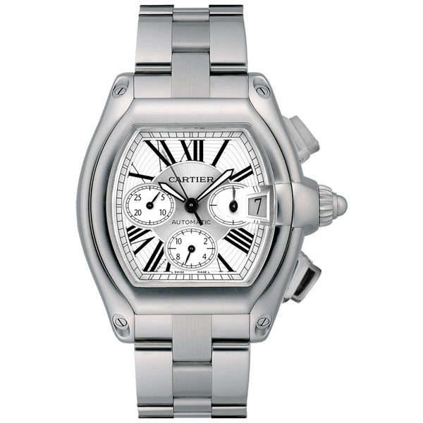 Cartier Roadster W62019X6 48mm Stainless Steel Silver Sunray-Effect Dial Automatic Chronograph