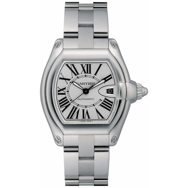 Cartier Roadster W6206017 46mm Opaline Silver Dial Stainless Steel Bracelet Watch