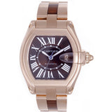 Cartier Roadster XL W6206001 Walnut Burl Brown Dial 18k Rose Gold Watch