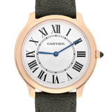 Cartier Ronde Louis Cartier WGRN0012 36mm Rose Gold Silvery Opaline Dial Leather Strap Watch
