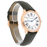 Cartier Ronde Louis Cartier WGRN0012 36mm Rose Gold Silvery Opaline Dial Leather Strap Watch