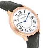 Cartier Ronde Louis Cartier WGRN0012 36mm Rose Gold Silvery Opaline Dial Leather Strap Watch