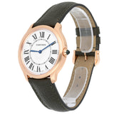 Cartier Ronde Louis Cartier WGRN0012 36mm Rose Gold Silvery Opaline Dial Leather Strap Watch