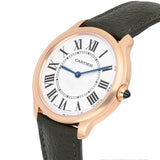 Cartier Ronde Louis Cartier WGRN0012 36mm Rose Gold Silvery Opaline Dial Leather Strap Watch