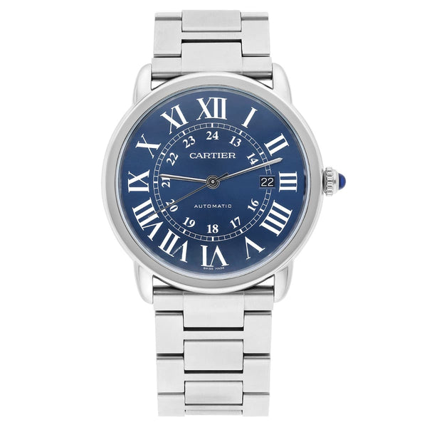 Cartier Ronde Solo XL Blue Dial Automatic Steel Watch WSRN0023 with Papers