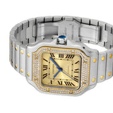 Cartier Santos de Cartier W3SA0007 Medium 35.1mm Steel Diamond Bezel Gold Dial