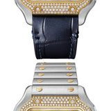 Cartier Santos de Cartier W3SA0007 Medium 35.1mm Steel Diamond Bezel Gold Dial