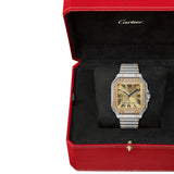 Cartier Santos de Cartier W3SA0007 Medium 35.1mm Steel Diamond Bezel Gold Dial
