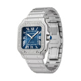 Cartier Santos de Cartier W4SA0006 Blue Dial Diamond Bezel Steel Medium 35.1mm