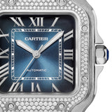Cartier Santos de Cartier W4SA0006 Blue Dial Diamond Bezel Steel Medium 35.1mm