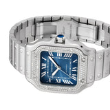 Cartier Santos de Cartier W4SA0006 Blue Dial Diamond Bezel Steel Medium 35.1mm