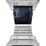 Cartier Santos de Cartier W4SA0006 Blue Dial Diamond Bezel Steel Medium 35.1mm