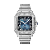 Cartier Santos de Cartier W4SA0006 Blue Dial Diamond Bezel Steel Medium 35.1mm