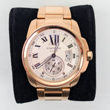Cartier Calibre de Cartier Rose Gold Silver Dial Automatic Watch W7100018
