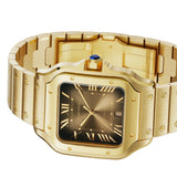 Cartier Santos de Cartier WGSA0095 Large 39.8mm 18K Yellow Gold Satin-Finish Sunray Dial