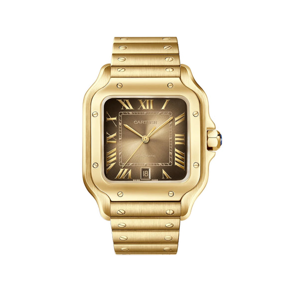 Cartier Santos de Cartier WGSA0095 Large 39.8mm 18K Yellow Gold Satin-Finish Sunray Dial