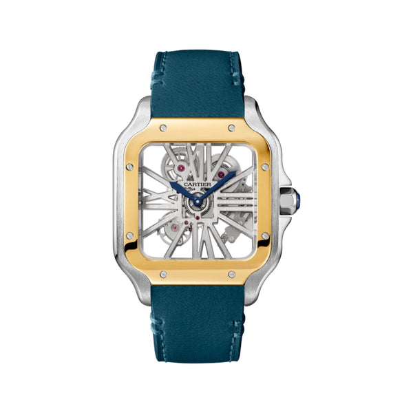 Cartier Santos de Cartier WHSA0024 Yellow Gold Bezel Skeleton Large 39.8mm