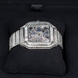 Cartier Santos de Cartier WHSA0026 Skeleton 39.8mm with Aftermarket Baguette-Cut Natural Diamonds