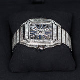 Cartier Santos de Cartier WHSA0026 Skeleton 39.8mm with Aftermarket Baguette-Cut Natural Diamonds
