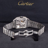 Cartier Santos de Cartier WHSA0026 Skeleton 39.8mm with Aftermarket Baguette-Cut Natural Diamonds