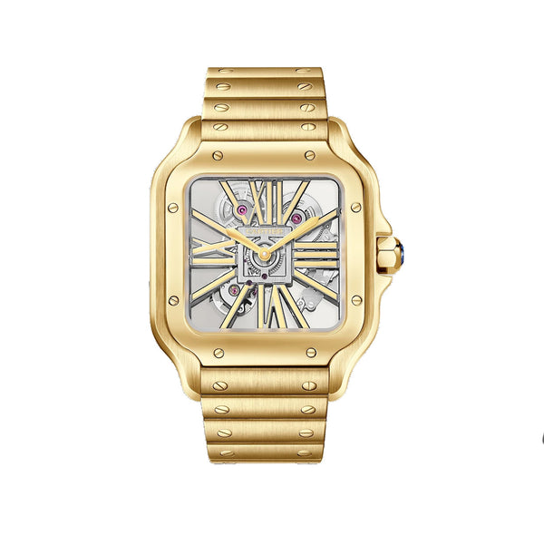 Cartier Santos de Cartier WHSA0042 Large 39.7mm Yellow Gold Skeleton