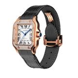 Cartier Santos de Cartier WJSA0012 Rose Gold Diamond Bezel 35.1mm Medium