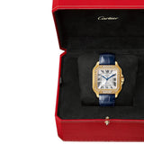 Cartier Santos de Cartier WJSA0013 Medium 35.1mm Yellow Gold Diamond Bezel White Dial