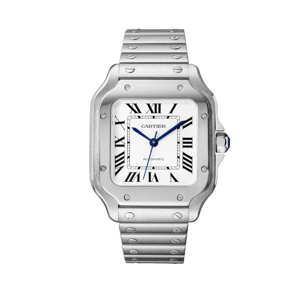 Cartier Santos de Cartier WSSA0029 Silvered Opaline Dial 35.1mm Steel and Calfskin Medium