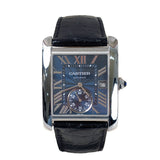 Cartier Tank MC WSTA0010 Steel Blue Dial Black Alligator Strap