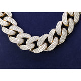 Old Cuban Link Iced Out Diamond Necklace in 14K Yellow Gold – 20 Inch, Approx. 70 ct