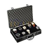 Aluminum Briefcase Watch Storage Case for 10 Watches in Classic Black