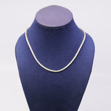 14k Yellow Gold Diamond Tennis Chain Necklace 17 inch