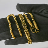 Box Chain 24k Yellow Gold Necklace 28 Inches