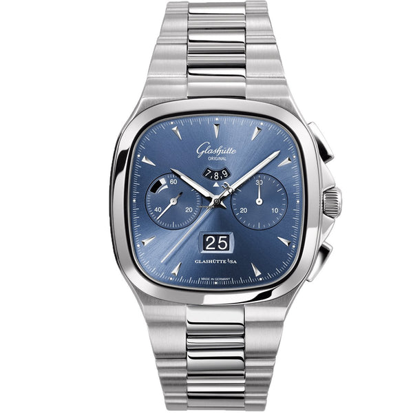 Glashütte Original Seventies 37-02-03-02-70 Panorama Date Chronograph Blue Dial Men's Watch