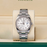 Rolex Datejust 116234 36mm Stainless Steel & 18K White Gold Silver Diamond Dial Oyster Bracelet