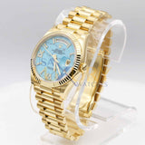 Rolex Day-Date 36 128238-0071 18K Yellow Gold Turquoise Diamond Dial President Bracelet