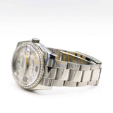 Rolex Datejust 116244 36mm Silver Floral Dial Diamond Bezel Stainless Steel Oyster Bracelet