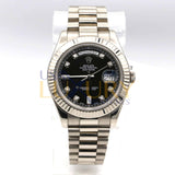 Rolex Day-Date II 218239 41mm White Gold Black Dial Diamond Fluted Bezel