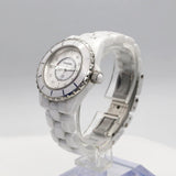 Chanel J12 H2422 33mm Ceramic Ladies Watch with Mother-of-Pearl Diamond Dial