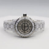 Chanel J12 H2422 33mm Ceramic Ladies Watch with Mother-of-Pearl Diamond Dial
