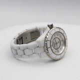 Chanel J12 H2422 33mm Ceramic Ladies Watch with Mother-of-Pearl Diamond Dial