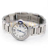 Cartier Ballon Bleu W4BB0015 28mm Stainless Steel Diamond Ladies Watch