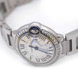 Cartier Ballon Bleu W4BB0015 28mm Stainless Steel Diamond Ladies Watch