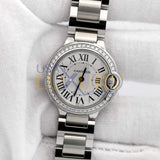Cartier Ballon Bleu W4BB0015 28mm Stainless Steel Diamond Ladies Watch