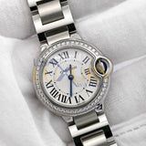Cartier Ballon Bleu W4BB0015 28mm Stainless Steel Diamond Ladies Watch