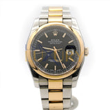 Rolex Datejust 36mm Reference 116201 Steel and Everose Gold Black Dial