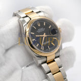 Rolex Datejust 36mm Reference 116201 Steel and Everose Gold Black Dial